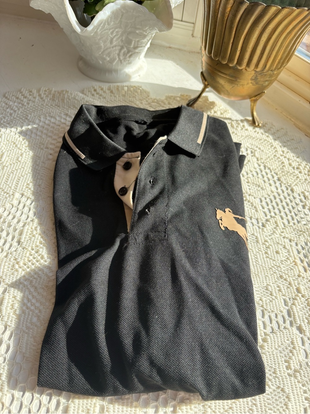 Men's Black Polo Shirt Large
